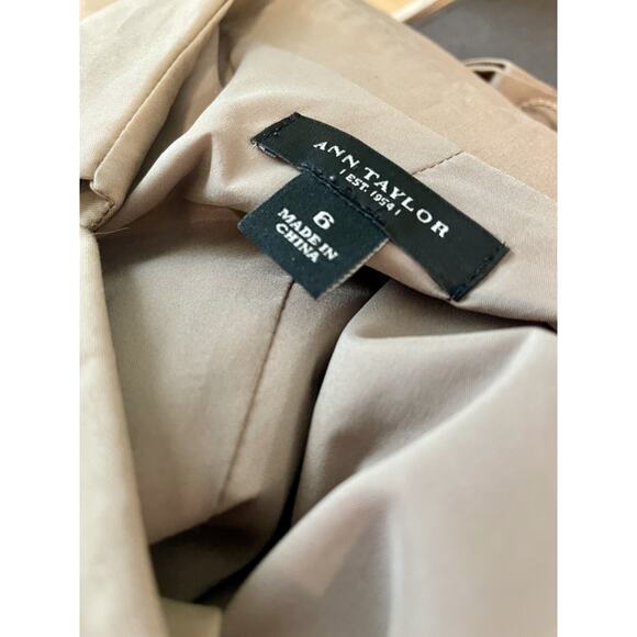 Ann Taylor Women's Y2K Khaki Collared Sheath Dress Zipper Front Tie Size 6 - Picture 9 of 9